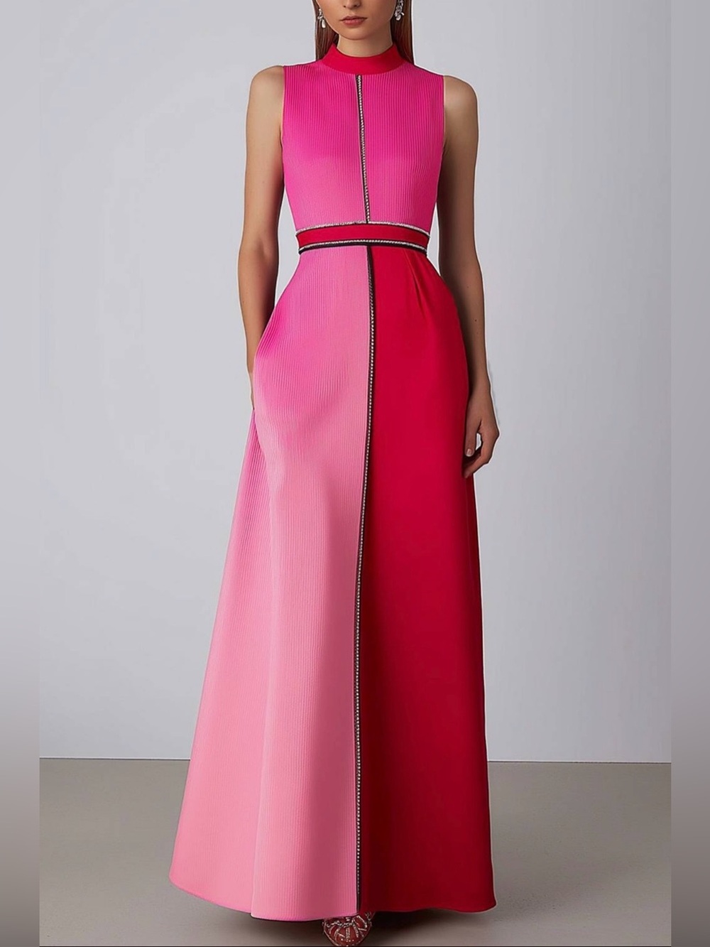 Chiclody “The Aurore” Pink Color Block Sheath Dress